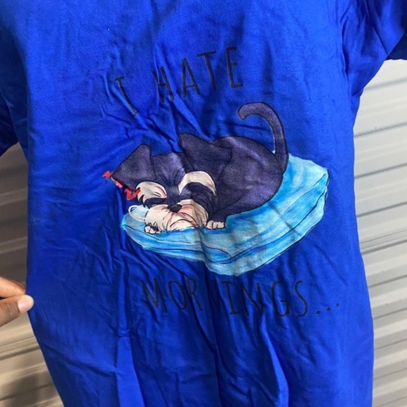 I hate Mornings Dog Fruit Of The Loom Blue T-Shirt Women’s Size 2XL - Picture 9 of 12